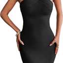 Halter Bandage Dresses for Women Mini Cocktail Dress Wedding Guest Dresses (X-Large, Black)