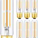 Leools T10 Led Bulb,Dimmable 6W Led Tubular Bulbs,E26 LED Edison Bulb, 60 Watt Incandescent Bulb Equivalent,Warm White 2700K, Clear Glass, E27 Lamp Bulb, for Cabinet Display Cabinet etc,6 Pack.