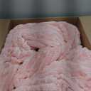 EXQ Home Fluffy Comforter Set Queen Size - Super Soft Faux Fur Stripe Jacquard Comforter 3 Pieces, Pink Fleece Bedding Set,Winter Warm Bed Set,1 Comforter with 2 Pillowcases