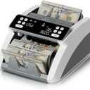 Money Counter Machine with Value Count for USD and EUR, UV MG IR Counterfeit Detection, Count Add Batch Auto Modes, Cash Counter with LED Display, Compact Powerful Design,Gray