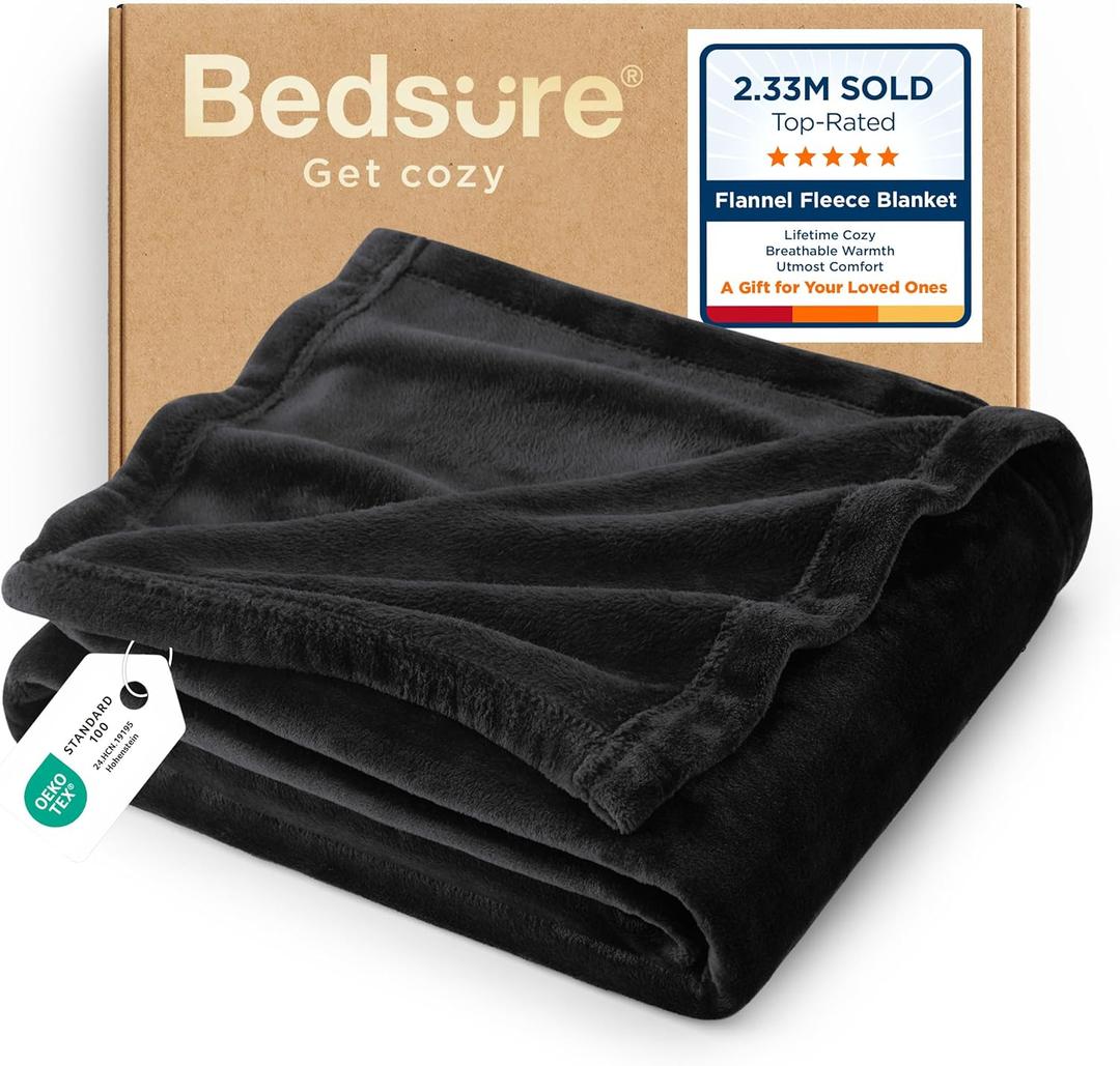 Bedsure GentleSoft Fleece Throw Blanket for Couch Black - Lightweight Plush Fuzzy Cozy Soft Halloween Blankets and Throws for Sofa, 50x60 inches