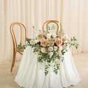 Ling's moment 2PCS Beige Artificial Flower Garland Wedding Arch Flowers Ivory Floral Swags Table Centerpieces Greenery Arrangements for Sweetheart Table Easel Wall Entryway Board Backdrop