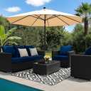 4-Pack Outdoor Cushion Covers Waterproof & Fade-Resistant Patio Furniture Replacement Slipcovers for Deep Seat Chairs, 24x20 & 24x24x4 Inch (Navy Blue)