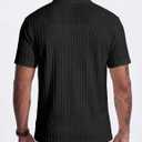 JMIERR Mens Casual Polo Shirt Summer Short Sleeve Vacation Button Beach Knit Stretchy Golf Shirts (Black, XL)