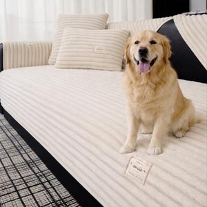 HeadPet Couch Cover for Dogs, Washable Non Slip Sofa Cover for 3 Cushion Couch, Thick Corduroy Couch Protector, Pet Friendly Furniture Slipcover for Cats Dogs, Dark Gray