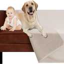Ameritex Pet Bed Blanket Reversible 100% Waterproof Velvet Super Soft for Sofa and Bed (68x82 Inches, Cream+Beige)