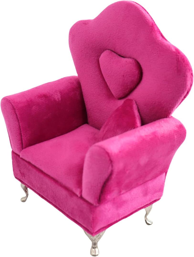 CONCISE 1/6 & 1/12 Scale Miniature Velvet Sofa w/Hidden Jewelry Box for Women 14+ Collectors Ring Earring Necklace Bracelet Trinket Storage - Pink Decor for Display & Dressing Tables