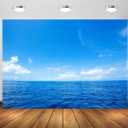 BELECO 7x5ft Fabric Blue Ocean and Sky Backdrop Blue Sky White Clouds Sea Water Waves Photography Background Baby Shower Wedding Birthday Party Decor Children Adult Portrait Photo Props