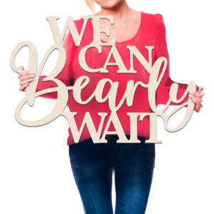 We Can Bearly Wait Sign Baby Shower Decorations, 30 Inch Wooden Banner We Can Bearly Wait Sign for Backdrop Gender Reveal Party Girl Boy Baby Bear Theme Party Decoration