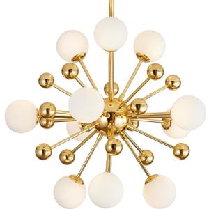 KCO Lighting Sputnik Chandelier Lighting Fixture Gold Mid Century Modern Hanging Pendant Light, Frosted Glass Modern Ceiling Pendant Light Living Room Dining Room (11 Lights)