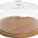 10.2''Glass Dessert Dome with Base, 11.8"Decorative Cake Tray with Glass Dome Cover, Cake Fruit Display Server Tray for Kitchen, Birthday, Weddings, Appetizer Dessert & Cheese Serving Platter