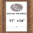 ArtXO 11"x14" Picture Frame Wooden, Display Pictures 8"x10" with Mat or 11"x14" Without Mat,Gold Ornate Frame Poster Frames,Hanging Photo Frame Wall