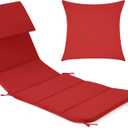 Duraaamo Set of 2 Outdoor Hanging Lounge Chair Cushion Replacement and Umbrella Set, Cushion Pad with Shade Cloth, Waterproof Patio Swing Hammock Chair Pad for Garden Porch Backyard(Red)