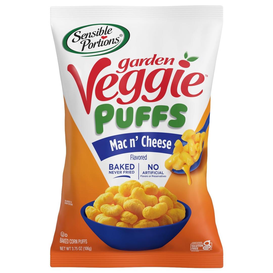Sensible Portions Garden Veggie Mac & Cheese Puffs, 3.75 Oz (3.75 Ounce (Pack of 1)), Best By Oct. 5, 2025