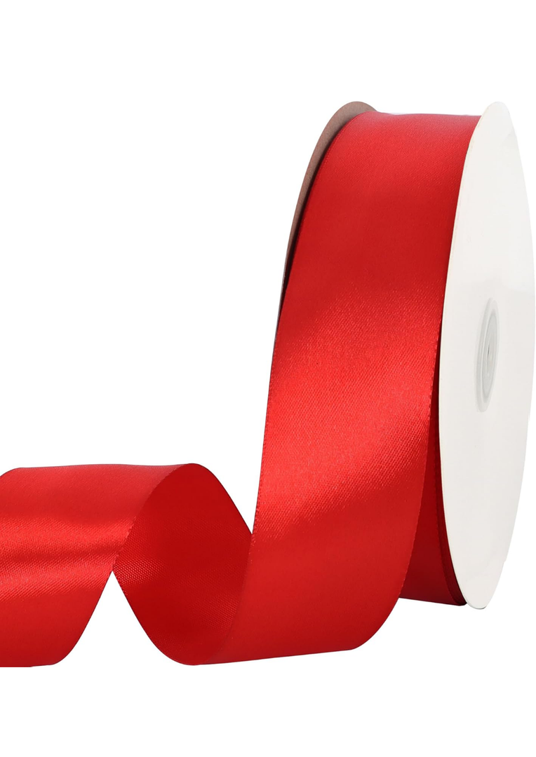 TONIFUL 100 Yards Red Ribbon 1-1/2 Inch - Solid Red Wide Satin Ribbon for Flower Bouquet Gift Wrapping Wedding Chair Sash Valentine's Day and Christmast Decorations Hair Crafts & Sewing Size: 1.5 in x 100 yds