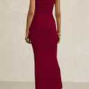 PRETTYGARDEN Women's Ruched Bodycon Dresses Summer Off Shoulder Asymmetrical High Split Elegant Cocktail Party Dress (Red, Large)