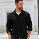 COOFANDY Mens Lightweight Button Down Shirt Jacket Casual Shacket Overshirt (Black)