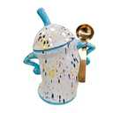Canister With Attitude, Large Capacity Cute Sassy Storage Canister, Interesting Food Jars, Stylish Airtight Large Ceramic Lids, Coffee, Tea, Sugar And Spice Storage Jars With Spoons (Cyan)