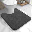 OLANLY Toilet Rugs U-Shaped 20x20, Extra Soft Absorbent Chenille Contour Bathroom Rugs for Toilet, Dry Quickly, Machine Washable, Non-Slip Bath Mat, Dark Grey