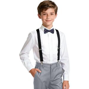 Kids Suits for Boy Suspender Pants Set Teen Boys Light Gray Ring Bearer Outfit Formal Dresswear Size 18