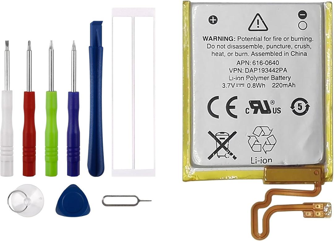 616-0640 Replacement Battery for iPod Nano 7,iPod Nano 7th,iPod Nano 5th 16G,A1446 with Specialized Toolkit.