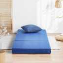 Olee Sleep Tri-Folding Memory Foam Mattress Topper, 4 Inch Gel Folding Mattress for Camping, Foldable Guest Bed, Washable Cover, CertiPUR-US Certified, Soft, Blue, Single Size