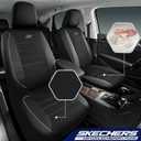 2 x Skechers Air-Cooled Memory Foam Seat Covers,Mesh Thick Car Seat Covers,Piping Leather Car Seat Covers Front Seats,Airbag Compatible,Automotive ComfortUniversal Fit Most Cars,Vans,Truck,SUV,Gray