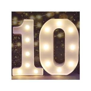 10th Birthday Decoration Light Up Letters, Battery Powered LED Numbers Marquee Number Sign for 10th Party Home Decor Night Light