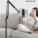 BluuSuuk Tablet Floor Stand with Double Weight Base, Overhead Bed Phone Mount Height Adjustable Arm Stretchable Stand Holder, Compatible with iPad Mini Air Pro, Galaxy Tab, Kindle, Switch, Cell Phones