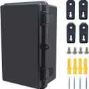 Junction Box, Hinged Black Cover IP67 Waterproof ABS Project Box with Mounting Plate Electrical Box Enclosure with Wall Bracket 10.2 x 6.3 x 4.3inch(260x160x110mm)