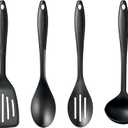 4-Piece Black – Slotted Turner, Solid Spoon, Slotted Spoon & Ladle, Nonstick-Safe, Heat Resistant to 400F, Dishwasher Safe