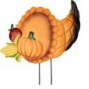 24" Metal Outdoor Harvest Cornucopia Yard Stake