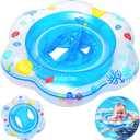 Arcimatto Baby Pool Floats, Inflatable Float Raft with Handle Safety Seat Double Airbag, Kids Swimming Ring Water Beach Floaties Party Toys, Toddler Swim Training for Infant of 6-36 Months (Blue)