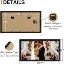 decorUhome 8x16 Picture Frames Collage Wall Decor, Display 3Pcs 5x7 Photos with Mat or 1Pcs 8x16 Unmatted, 3 5x7 Collage Picture Frames for Wall Mounting, Black