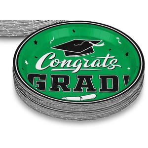 Gatherfun Graduation Party Dinnerware Blue Disposable Paper Plates for Congrats Grad Party Decorations, Serve 40