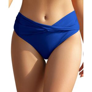 SHEKINI Women's Bikini Bottom Twist Front Cheeky Swimsuit Ruched Bathing Suit Bottoms, XL