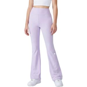 Girl's Leggings Flare Pants High Waisted Yoga Pants Toddler Kids Youth Full Length Bell Bottoms Legging (Purple), Size: 9-10 Years