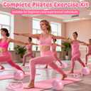 Pilates Equipment Kit for Home Workouts - 18pcs Set- 14'' Pilates Ring and Ball Set for Women, Pilates/Yoga Accessories Kit with Wrist Weights, Resistance Bands, Core Sliders, Yoga Strap