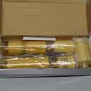 Fo32won Amber LED Flameless Pillar Candles Battery Operated with Remote and Timer, Set of 5 (D 3"H 4" 5" 6" 8" 8") Decorative Plexiglass Flickering Candles with 3D Flame (Two Batteries Operated)