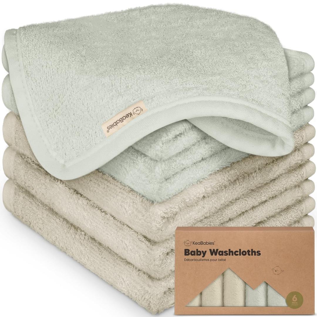 6-Pack Baby Washcloths  Soft Absorbent Viscose from Bamboo Washcloths for Face, Body, Baby Towels for Newborn, Kids, Toddlers, Infant,Gentle on Sensitive Skin,10x10 Reusable Face Towels(Stone/Dove)