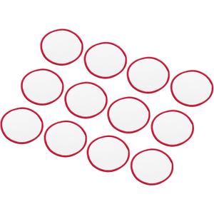 MECCANIXITY 60pcs Sublimation Patch Blank, 7.5cm/2.95 Inch Round Fabric Iron-on Blank Heat Transfer Repair Patch for DIY Crafts Caps Clothes, White with Red Border