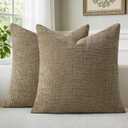 a moment Brown Chenille Throw Pillow Covers 18x18 Inch Pack of 2 Modern Decorative Throw Pillow Covers Farmhouse Cross Covers Home Decor for Sofa Bedroom Living Room