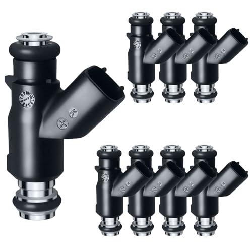 SeyPon Upgraded 4 Holes Flex Fuel Injector Fit For GMC: Sierra/Savana/Yukon, For Chevy: Silverado/Express/Suburban/Tahoe, For Cadi Escalade, V8 4.8L/5.3L/6.0L 2010-2017，OEM # 12613411, 217-3411(7 Pcs)