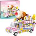 Uvini Building Blocks Car Model, Street View Series Mini Blocks Ice Cream Truck Car Building Set, Best Gift for Girls Collectible Model Cars Set to Bulild, STEM Toy for Children 12+ 593pcs