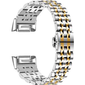 Band Compatible with Fitbit Charge 6 Band, Replacement Dressy Metal Bracelet Jewelry Watch Band for Fitbit Charge 6 Fitness & Health Tracker (Silver/Gold)