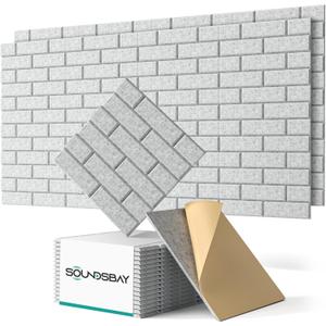 Soundproof Wall Panels Self-adhesive, 18 Pack Acoustic Panels Sound Absorbing Panel High Density Brick Wall Panel for Walls, Office,Reccording Studio, Ceiling 12" X 12" X 0.4" Gray