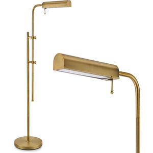 VONLUCE LED Floor Lamp, 62.5" Industrial Floor Lamp for Living Room with Adjustable Height Swing Arm Head 3 Color Temperatures, Metal Standing Pole Lamp for Bedroom Reading, Antique Brass