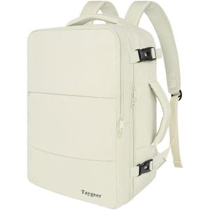 Taygeer Large Travel Backpack, 17 inch Laptop Backpack for Women, Airline Approved Personal Item Mochila, 40l Lightweight Luggage Carryon Work Bag for friend and Ladies Business Travel Hiking, Beige