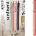 uniball Zento Liquid Gel Ink Retractable Pens, Medium Point (0.7mm), Boho Barrels, Black Ink, Dozen