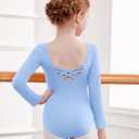 Zaclotre Team Basic Leotards for Girls Long Sleeve Crisscross Ballet Dance Gymnastic Outfits for Kids